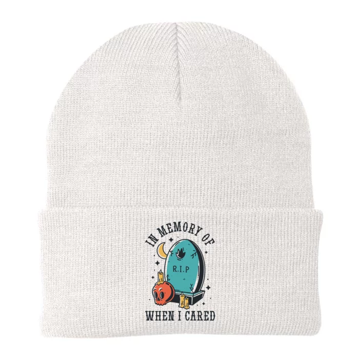 In Memory Of When I Cared Funny RIP Knit Cap Winter Beanie