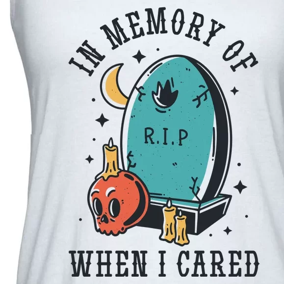 In Memory Of When I Cared Funny RIP Ladies Essential Flowy Tank