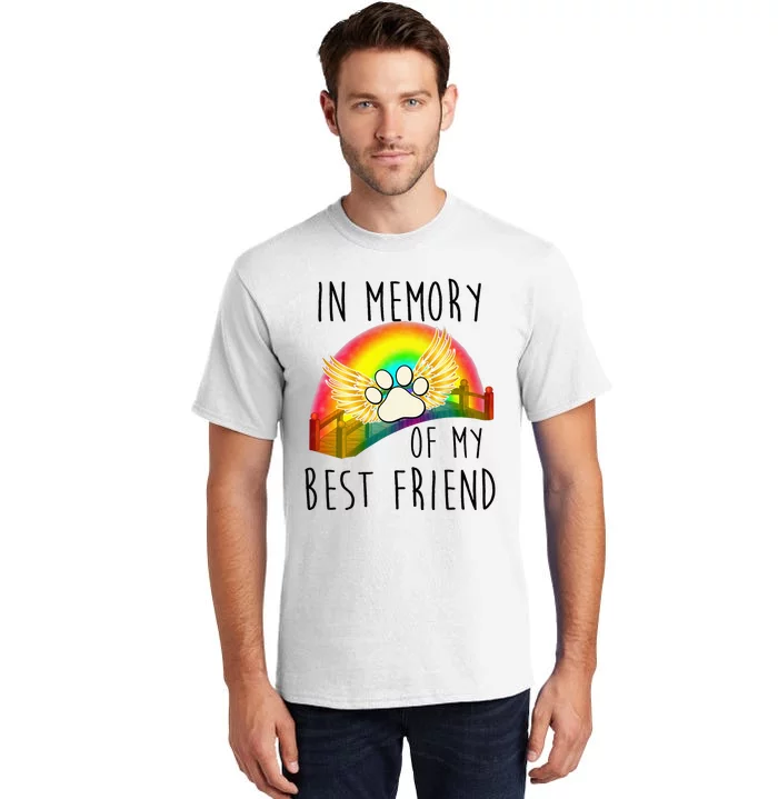 In memory of my best friend pet loss dog cat rainbow quote Tall T-Shirt