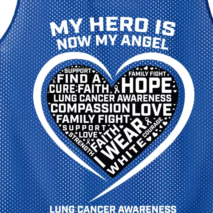 In Memory Of My Hero Is Now My Angel Lung Cancer Awareness Gift Mesh Reversible Basketball Jersey Tank