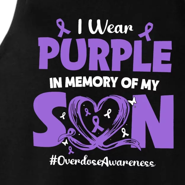 In Memory Of My Son Overdose Awareness Ladies Tri-Blend Wicking Tank