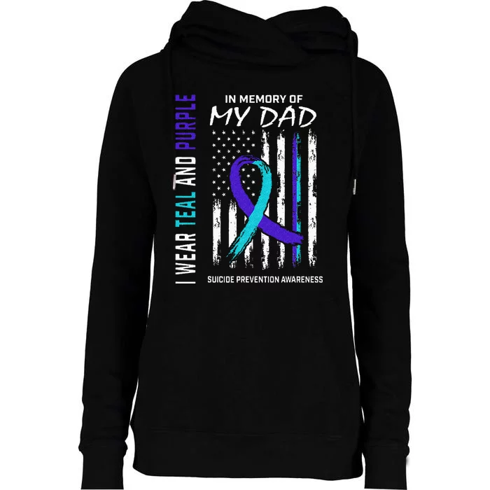 In Memory Of Dad Suicide Awareness Prevention American Flag Womens Funnel Neck Pullover Hood