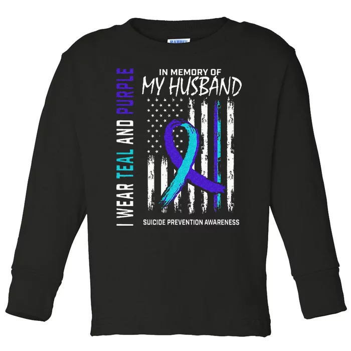 In Memory Of My Husband Suicide Awareness Prevention Flag Toddler Long Sleeve Shirt