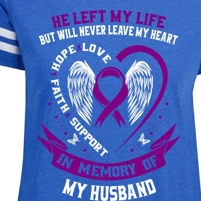 In Memory Of My Husband Alzheimers Awareness Memorial Funny Gift Enza Ladies Jersey Football T-Shirt