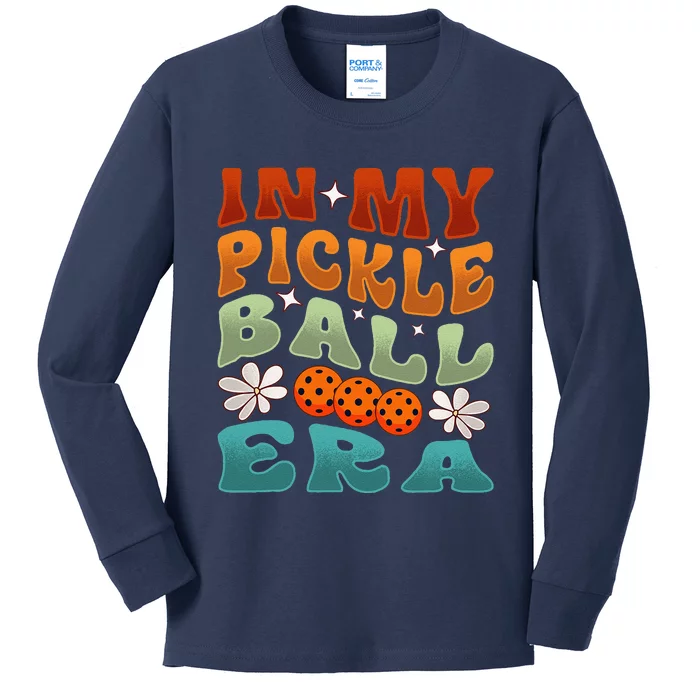 In My Pickleball Era Retro Waving Style Kids Long Sleeve Shirt