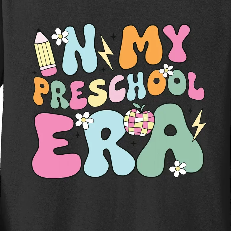 In My Preschool Era Cute Groovy Back To School Teachers Kids Long Sleeve Shirt