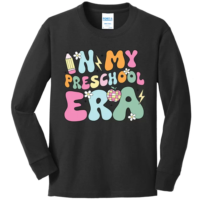 In My Preschool Era Cute Groovy Back To School Teachers Kids Long Sleeve Shirt