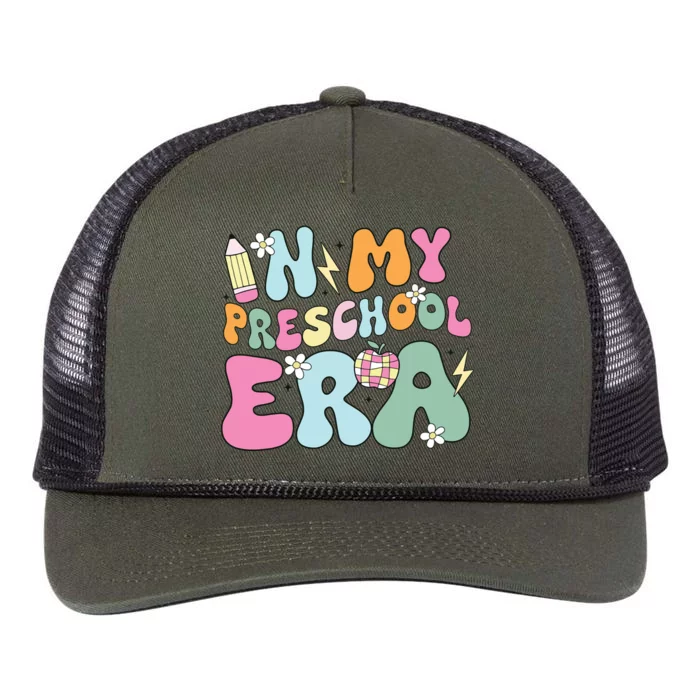 In My Preschool Era Cute Groovy Back To School Teachers Retro Rope Trucker Hat Cap