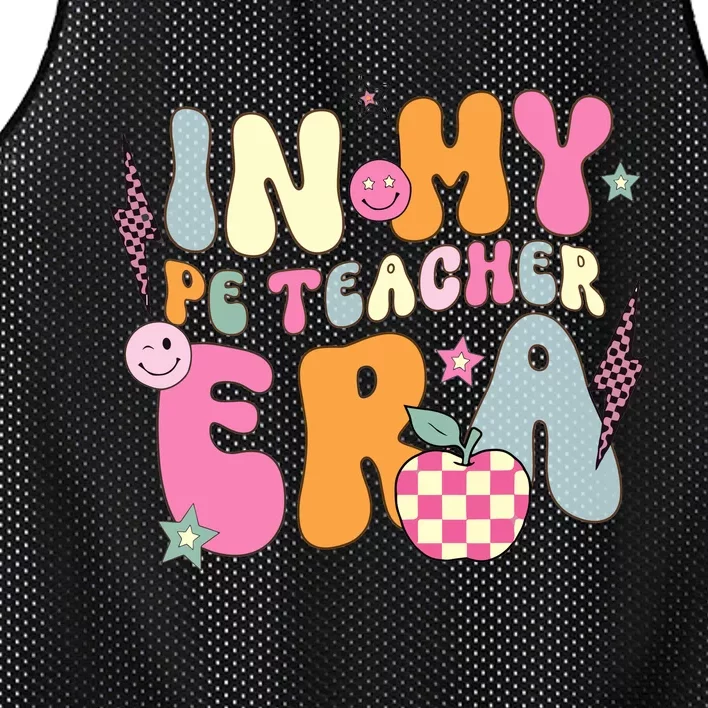 In My Pe Teacher Era Physical Education Teacher Groovy Mesh Reversible Basketball Jersey Tank