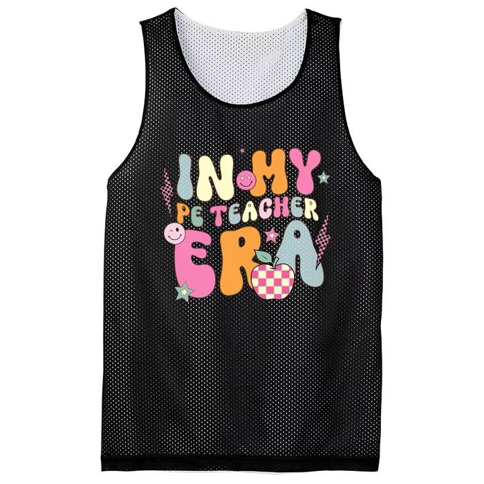 In My Pe Teacher Era Physical Education Teacher Groovy Mesh Reversible Basketball Jersey Tank