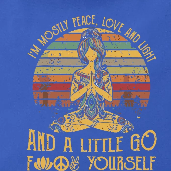 IM Mostly Peace Love And Light & Little Go F Yourself Zip Tote Bag