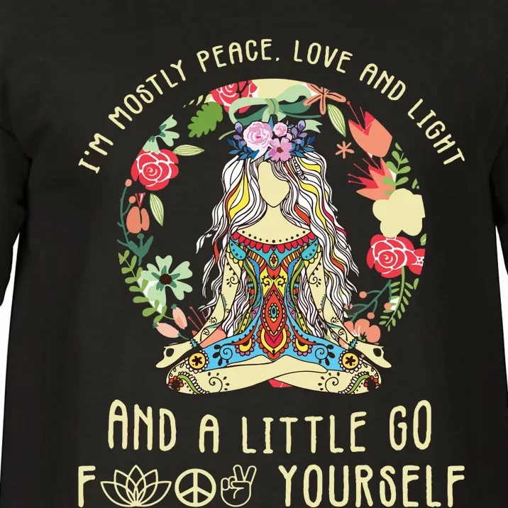 Im Mostly Peace Love And Light And A Little Go Yoga Flower Comfort Colors T-Shirt