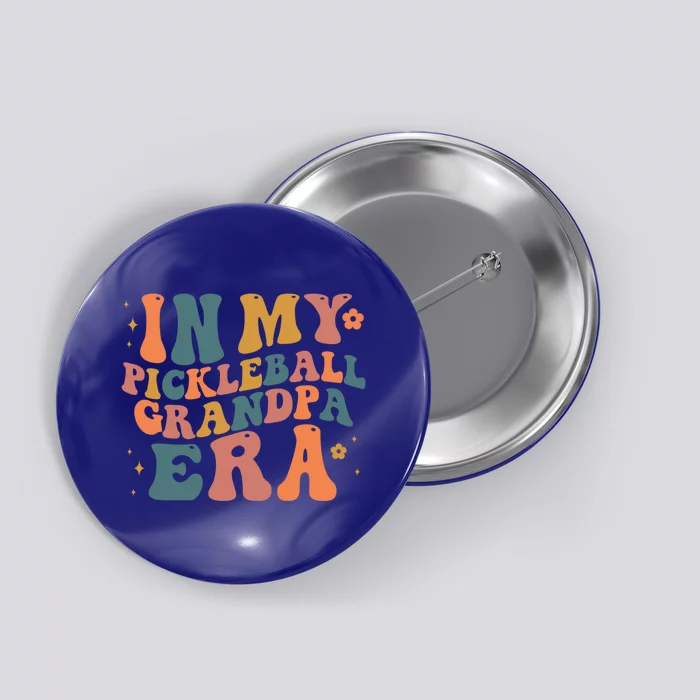 In My Pickleball Grandpa Era Funny Groovy S Gift Button