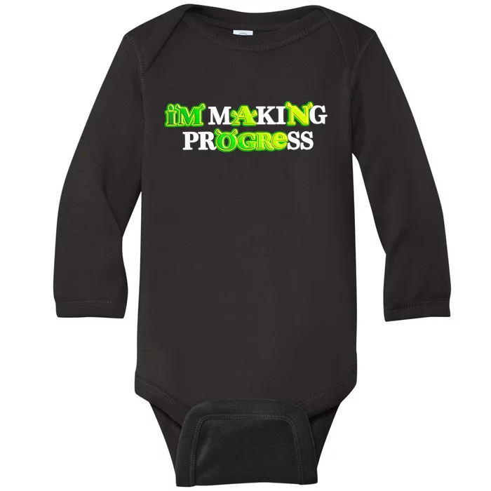 I’M Making Progress Funny Baby Long Sleeve Bodysuit