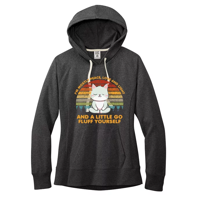 IM Mostly Peace Love And Light And A Little Go Cat Yoga Women's Fleece Hoodie