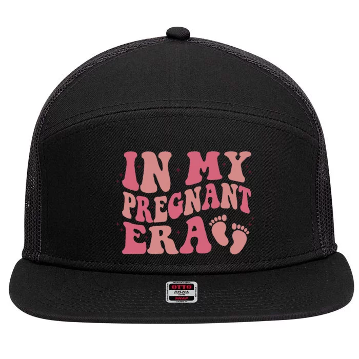 In My Pregnant Era Funny Pregnancy Announcet Pregnant 7 Panel Mesh Trucker Snapback Hat