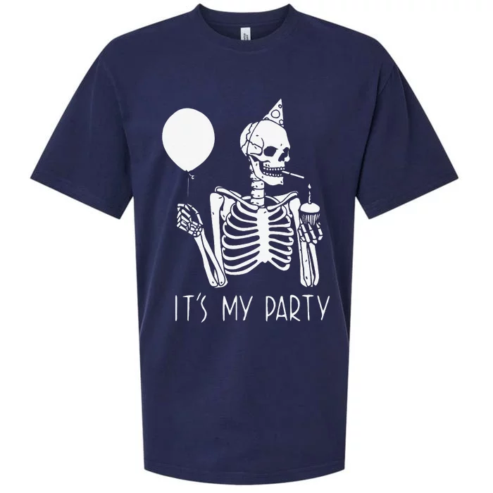 Its My Party Lazy Halloween Costume Skeleton Skull Birthday Sueded Cloud Jersey T-Shirt