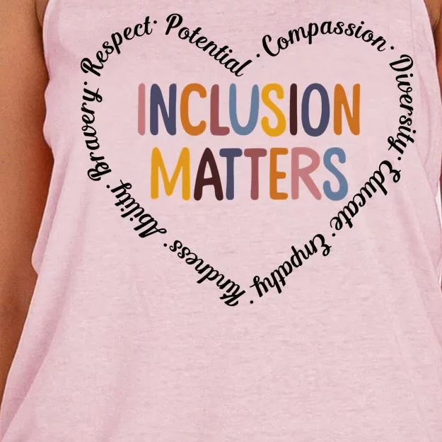 Inclusion Matters Positive Diversity Kindness Matter Heart Women's Knotted Racerback Tank