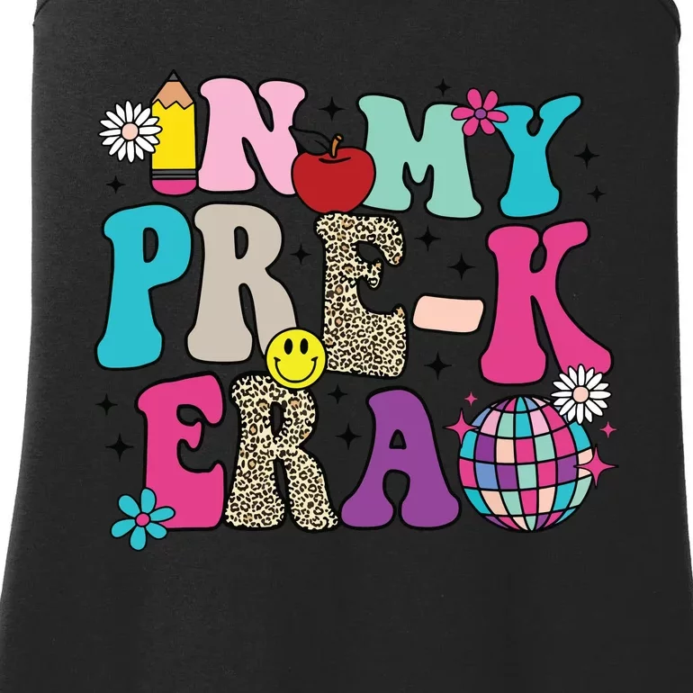 In My Prek Era Back To School Retro Groovy Preschool Ladies Essential Tank