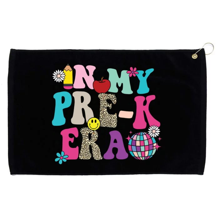 In My Prek Era Back To School Retro Groovy Preschool Grommeted Golf Towel