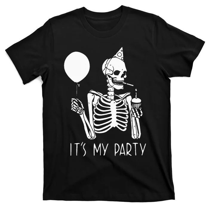 Its My Party Lazy Halloween Costume Skeleton Skull Birthday T-Shirt