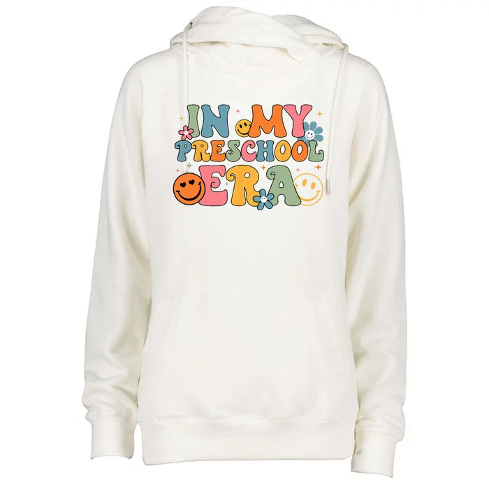 In My Preschool Era Groovy Back To School Preschool Teachers Womens Funnel Neck Pullover Hood