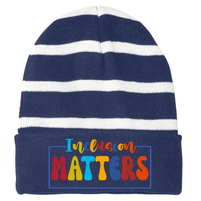 Inclusion Matters Positive Diversity Kindness Striped Beanie with Solid Band