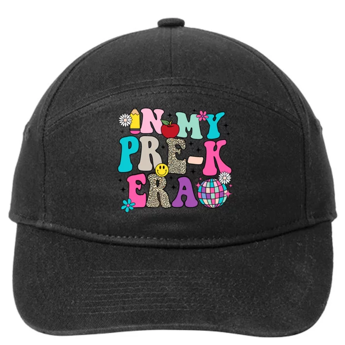 In My Prek Era Back To School Retro Groovy Preschool 7-Panel Snapback Hat