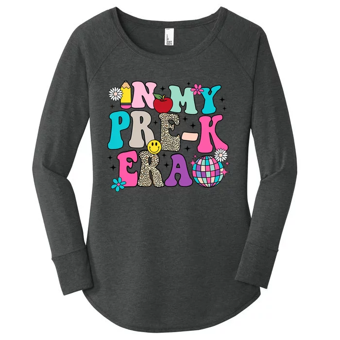 In My Prek Era Back To School Retro Groovy Preschool Women's Perfect Tri Tunic Long Sleeve Shirt