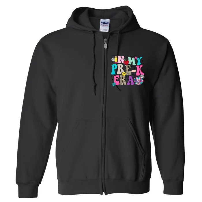 In My Prek Era Back To School Retro Groovy Preschool Full Zip Hoodie