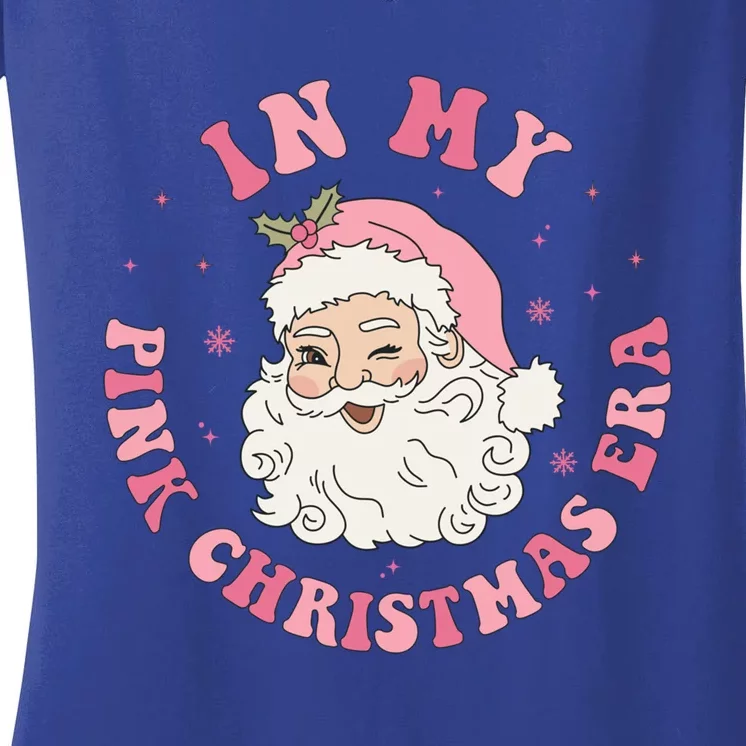 In My Pink Christmas Era Groovy Gift Women's V-Neck T-Shirt