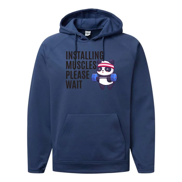 Installing Muscles Please Wait Panda Gym Performance Fleece Hoodie