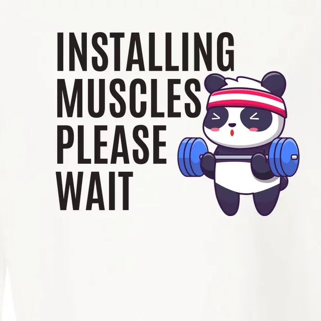 Installing Muscles Please Wait Panda Gym Cropped Pullover Crew