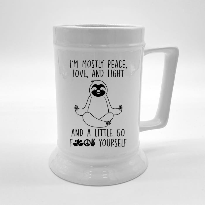 I'm Mostly Peace Love And Light Meditating Sloth Meaningful Gift Front & Back Beer Stein