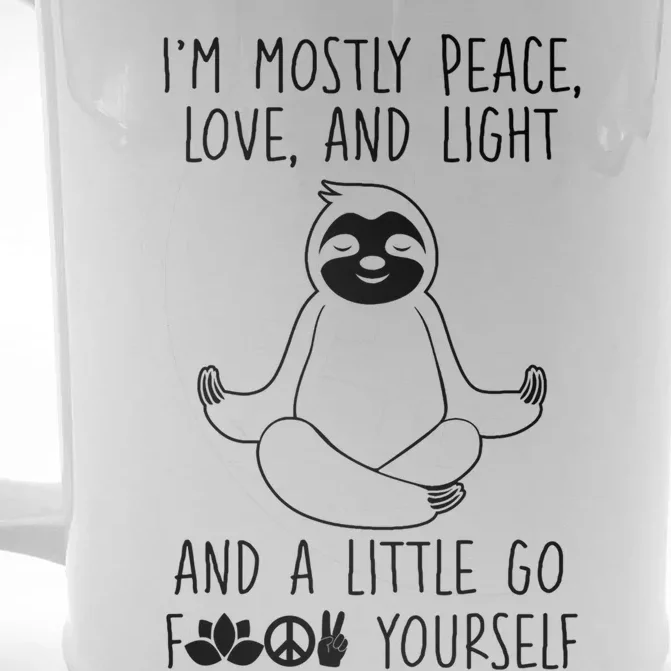 I'm Mostly Peace Love And Light Meditating Sloth Meaningful Gift Front & Back Beer Stein