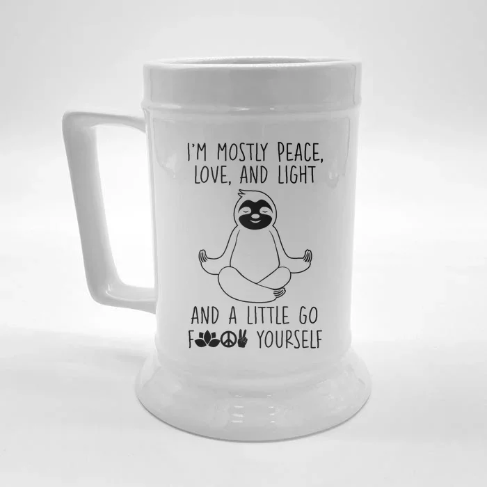 I'm Mostly Peace Love And Light Meditating Sloth Meaningful Gift Front & Back Beer Stein