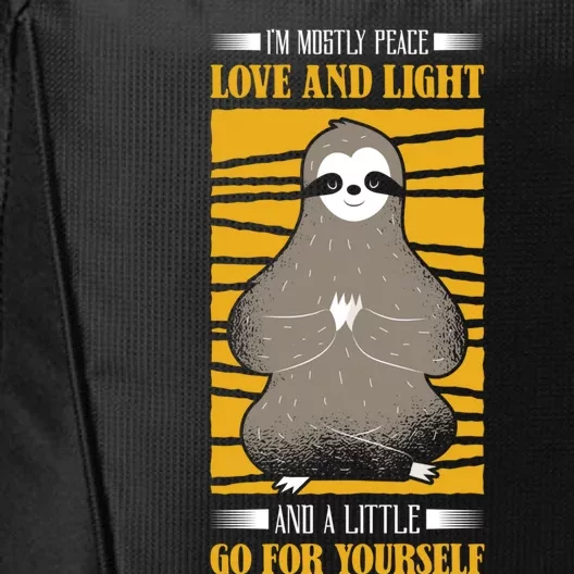 I'm Mostly Peace Love And Light Yoga Sloth Meditation Gift City Backpack