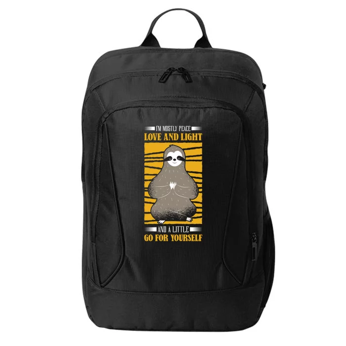 I'm Mostly Peace Love And Light Yoga Sloth Meditation Gift City Backpack