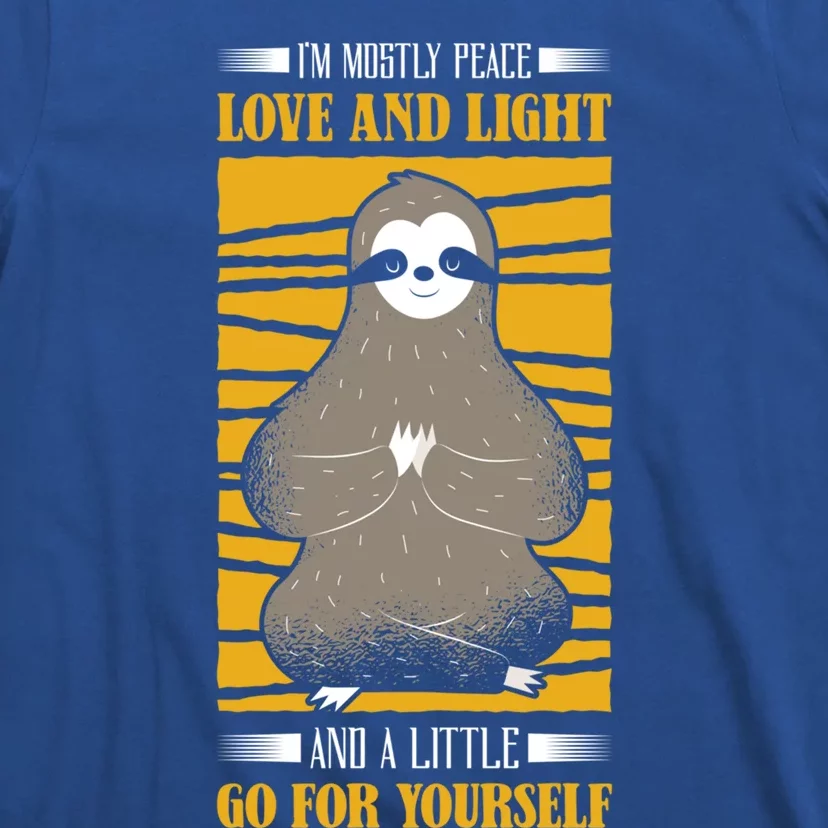 I'm Mostly Peace Love And Light Yoga Sloth Meditation Gift T-Shirt