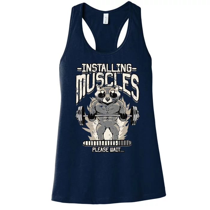 Installing Muscles Please Wait Gym Women's Racerback Tank