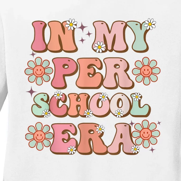 In My Preschool Era Cute Groovy First Day Of School Ladies Long Sleeve Shirt