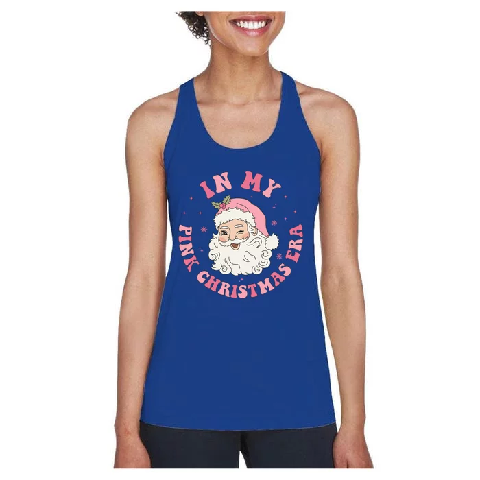 In My Pink Christmas Era Xmas Groovy Santa Holiday Great Gift Women's Racerback Tank