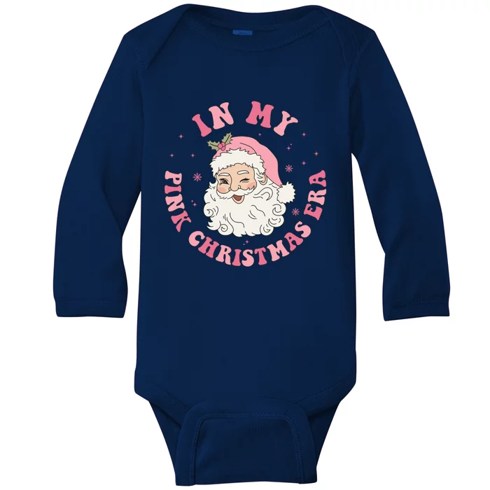 In My Pink Christmas Era Xmas Groovy Santa Holiday Great Gift Baby Long Sleeve Bodysuit