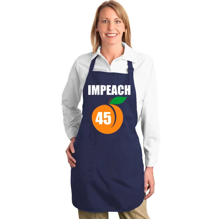 Impeach 45 Peach Emoji Anti Trump Impeachment Full-Length Apron With Pocket