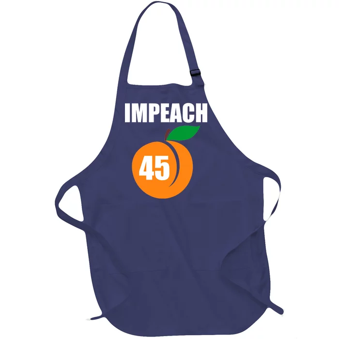 Impeach 45 Peach Emoji Anti Trump Impeachment Full-Length Apron With Pocket