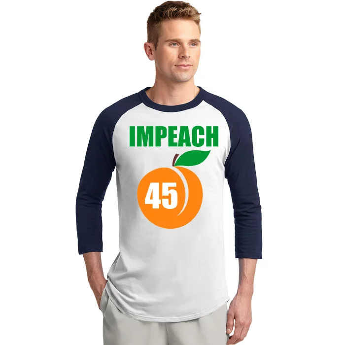 Impeach 45 Peach Emoji Anti Trump Impeachment Baseball Sleeve Shirt