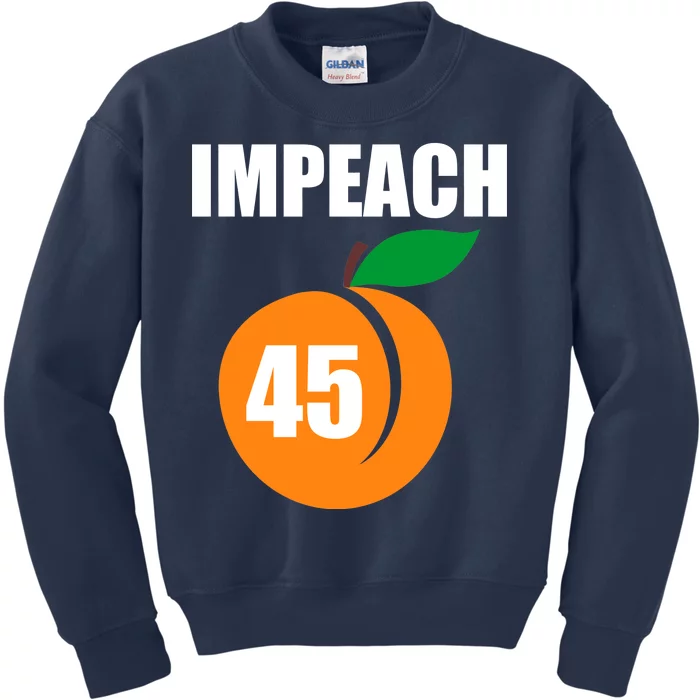 Impeach 45 Peach Emoji Anti Trump Impeachment Kids Sweatshirt