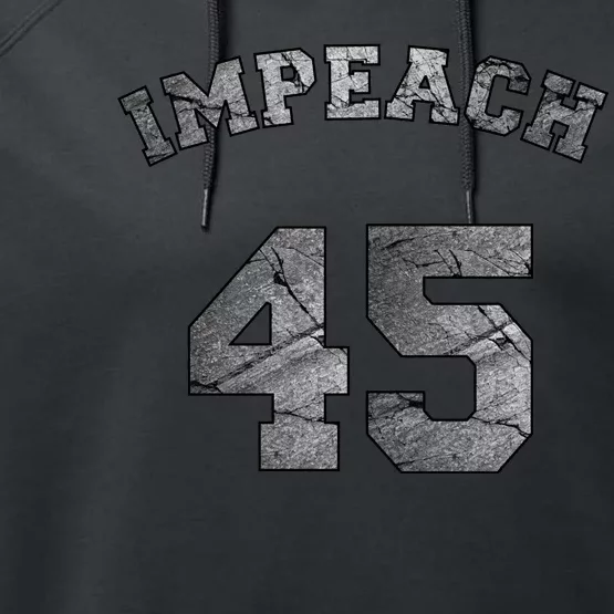 Impeach 45 Stone Logo Anti Trump Impeachment Performance Fleece Hoodie