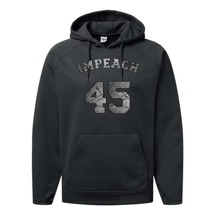 Impeach 45 Stone Logo Anti Trump Impeachment Performance Fleece Hoodie