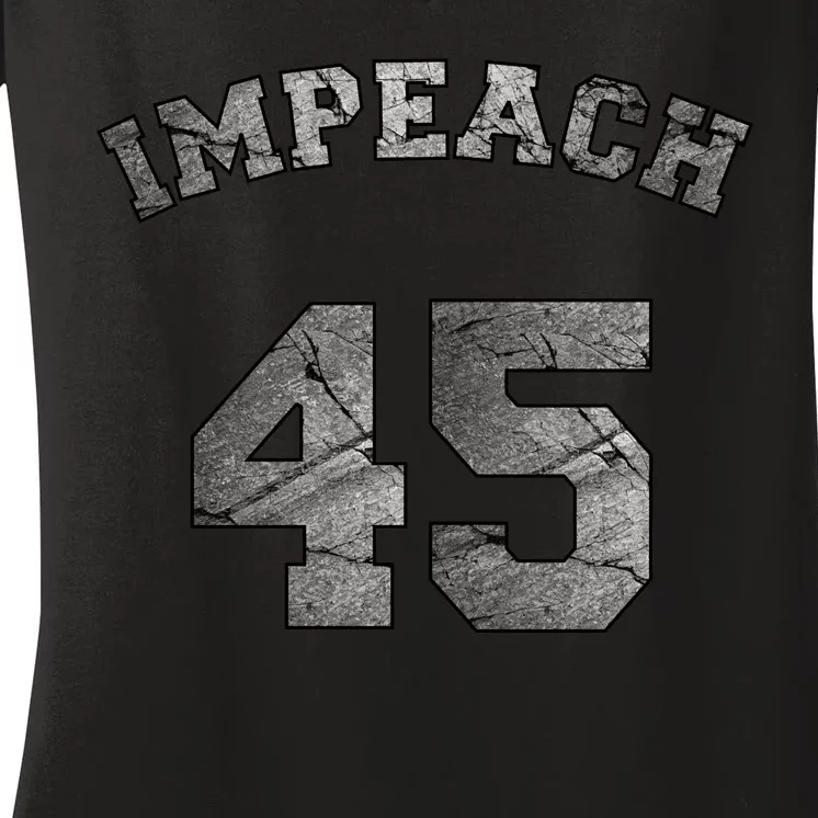 Impeach 45 Stone Logo Anti Trump Impeachment Women's V-Neck T-Shirt